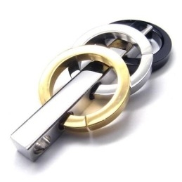 Mens Pure Titanium Three Ring Pendant Necklace @