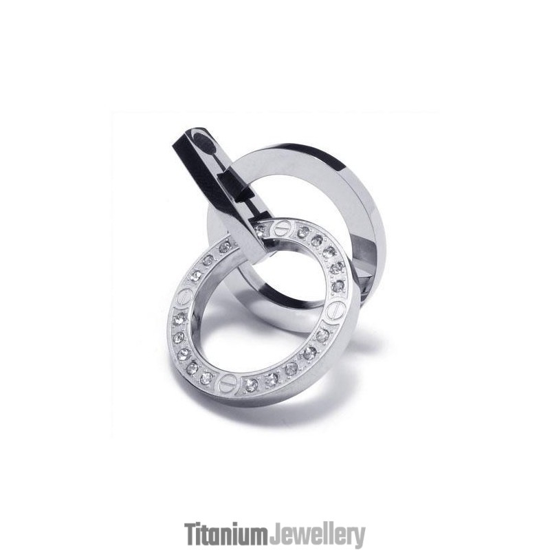 Men's Silver Pure Titanium Rings Pendant Necklace (New) Men's Silver Pure Titanium Rings Pendant Necklace (New)