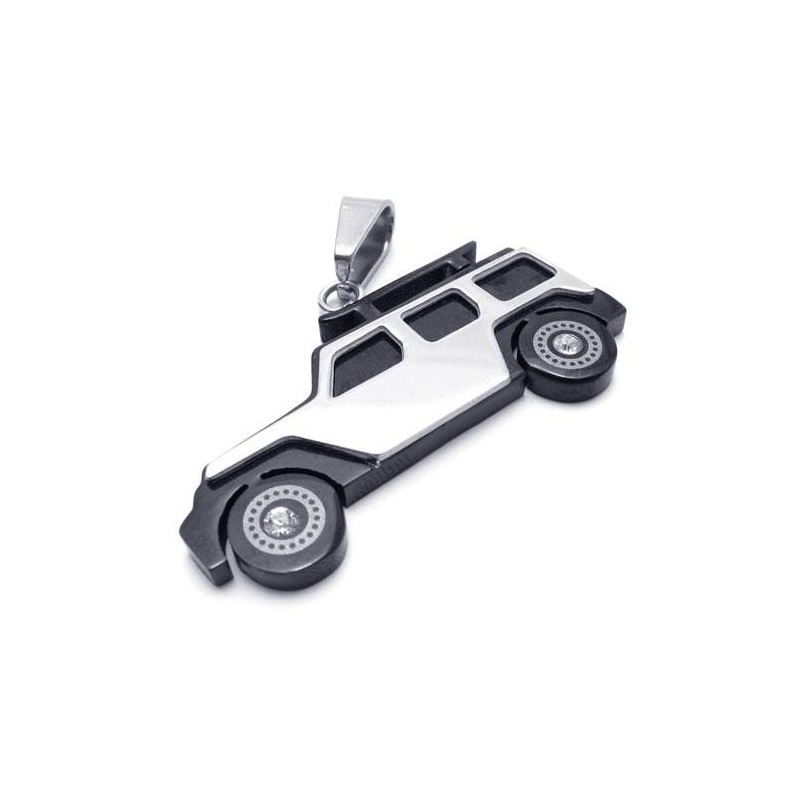 Mens Black Silver Pure Titanium Jeep Pendant Necklace Mens Black Silver Pure Titanium Jeep Pendant Necklace