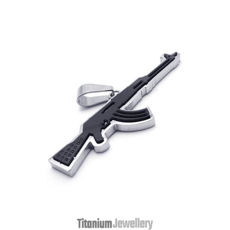 Mens Golden Pure Titanium Ak47 Rifle Pendant Necklace Mens Golden Pure Titanium Ak47 Rifle Pendant Necklace