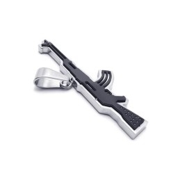 Mens Golden Pure Titanium Ak47 Rifle Pendant Necklace