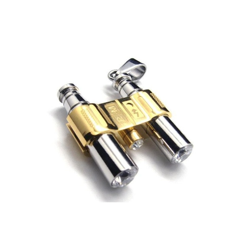 Golden Silver Pure Titanium Binocle Pendant Necklace Golden Silver Pure Titanium Binocle Pendant Necklace