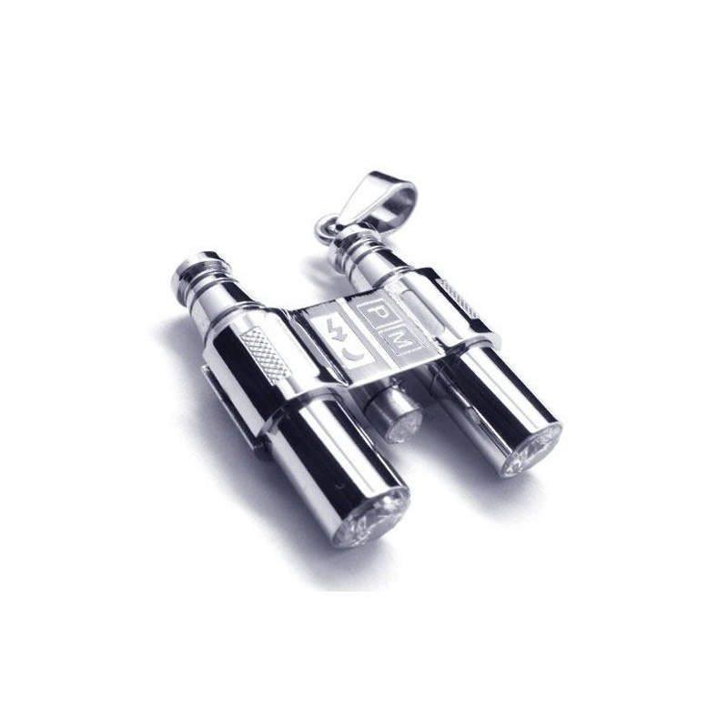Men's Silver Pure Titanium Telescope Pendant Necklace Men's Silver Pure Titanium Telescope Pendant Necklace