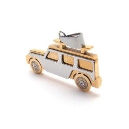Mens Golden Pure Titanium Jeep Pendant Necklace Chain