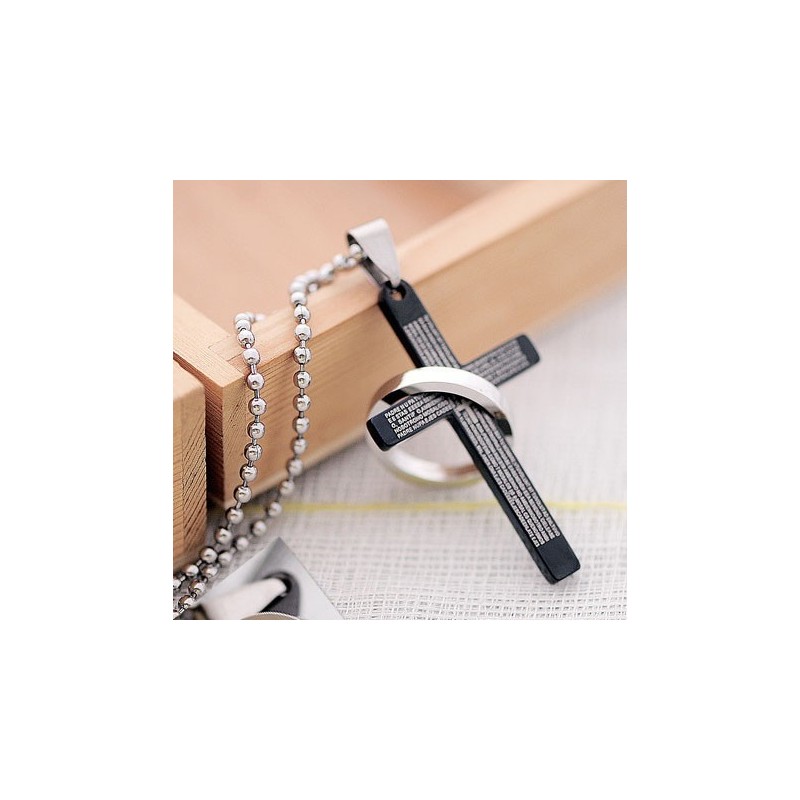 Classical Black Holy Bible Men's Titanium Cross Pendant Classical Black Holy Bible Men's Titanium Cross Pendant