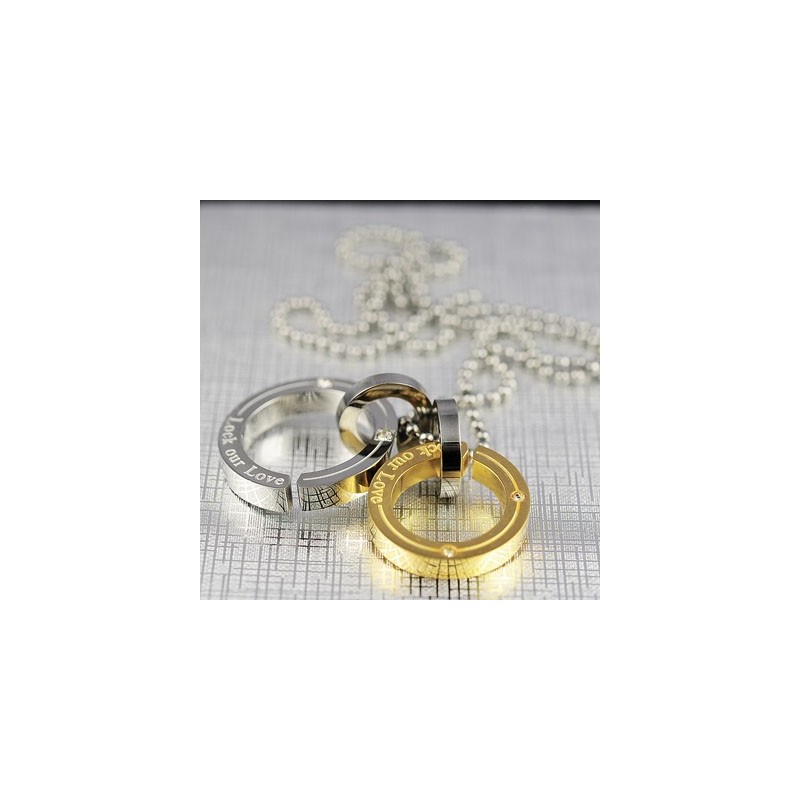 Lock Our Love Sweetheart Lovers Circle Titanium Pendant Lock Our Love Sweetheart Lovers Circle Titanium Pendant