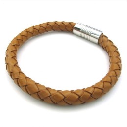 Deft Design Delicate Colors Excellent Quality Titanium Leather Bangle
