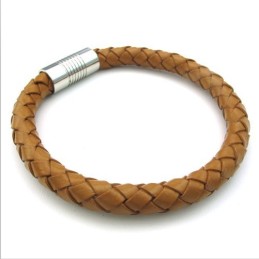 Deft Design Delicate Colors Excellent Quality Titanium Leather Bangle