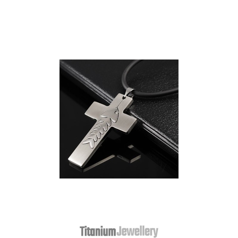 Fashion Fish Bone Titanium Cross Necklace Pendant Fashion Fish Bone Titanium Cross Necklace Pendant