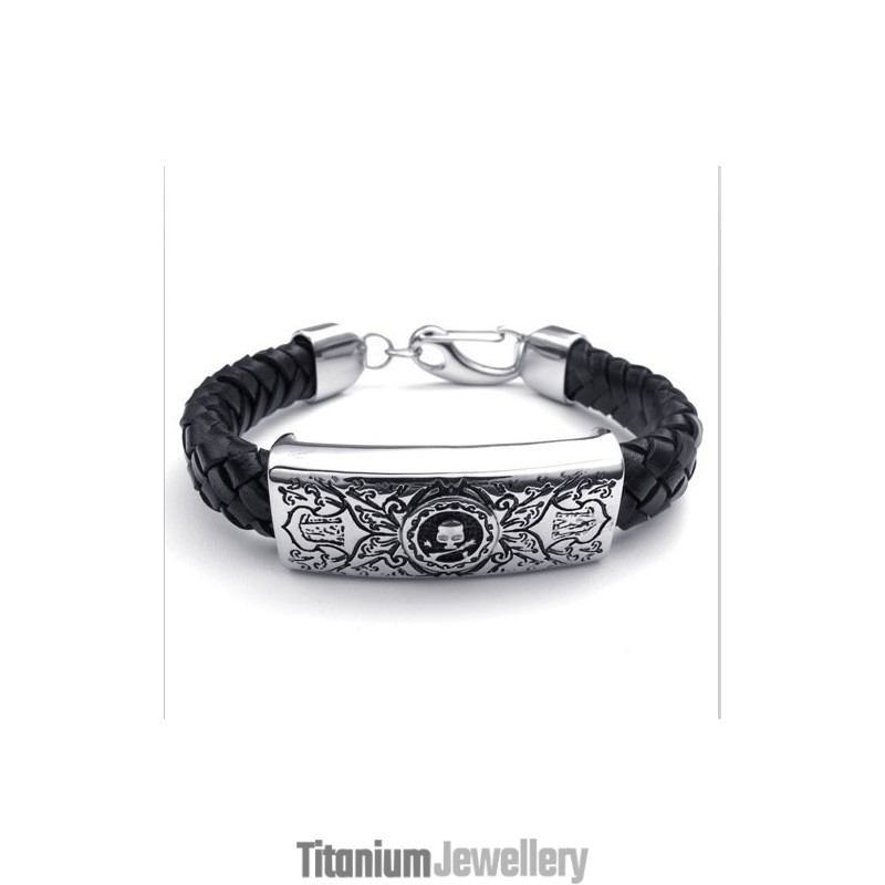 Attractive Design Delicate Colors Excellent Quality Titanium Leather Bracelet