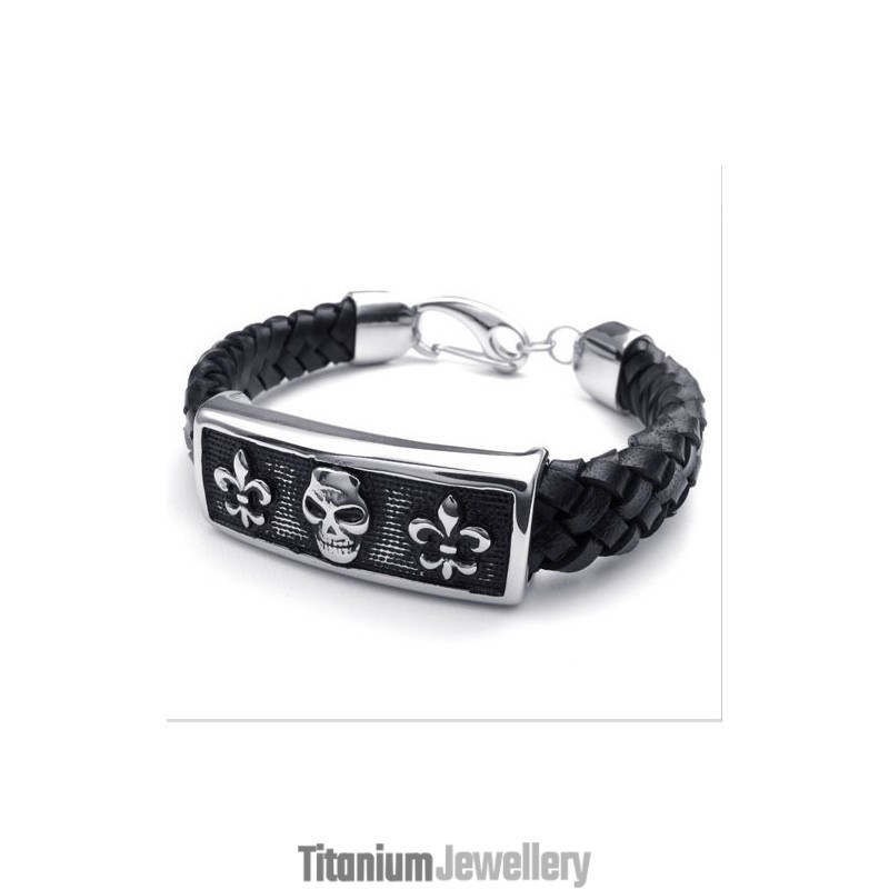 Attractive Design Delicate Colors Excellent Quality Titaniu Leather Bracelet