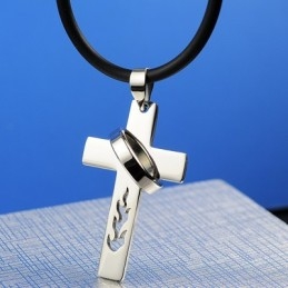 Boys Flame Titanium Cross Necklace Pendant