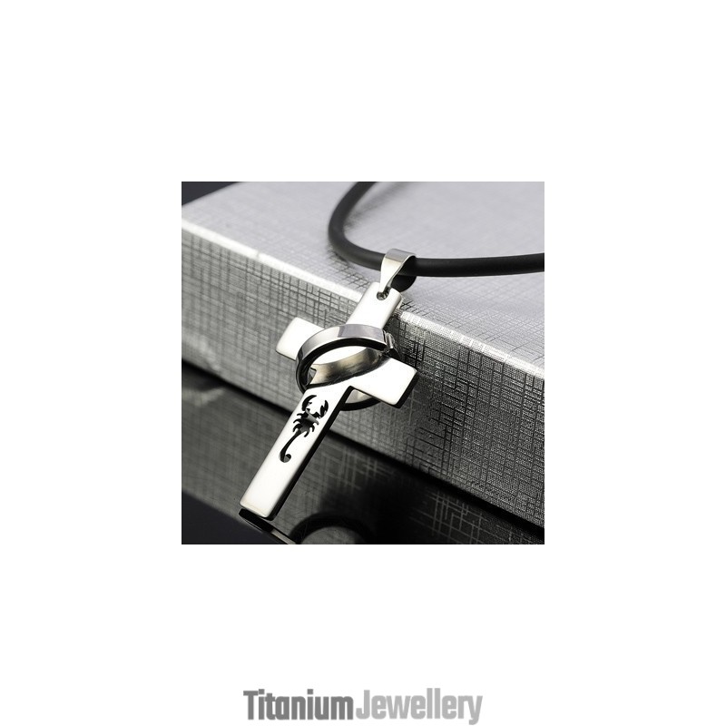 The Scorpion King Titanium Cross Necklace Pendant