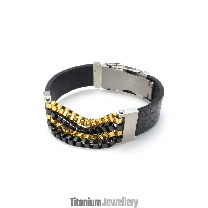 Attractive Design Beautiful In Colors Excellent Quality Titanium Leather Bracelet