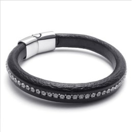 Deft Design Delicate Colors Stable Quality Titanium Leather Bracelet