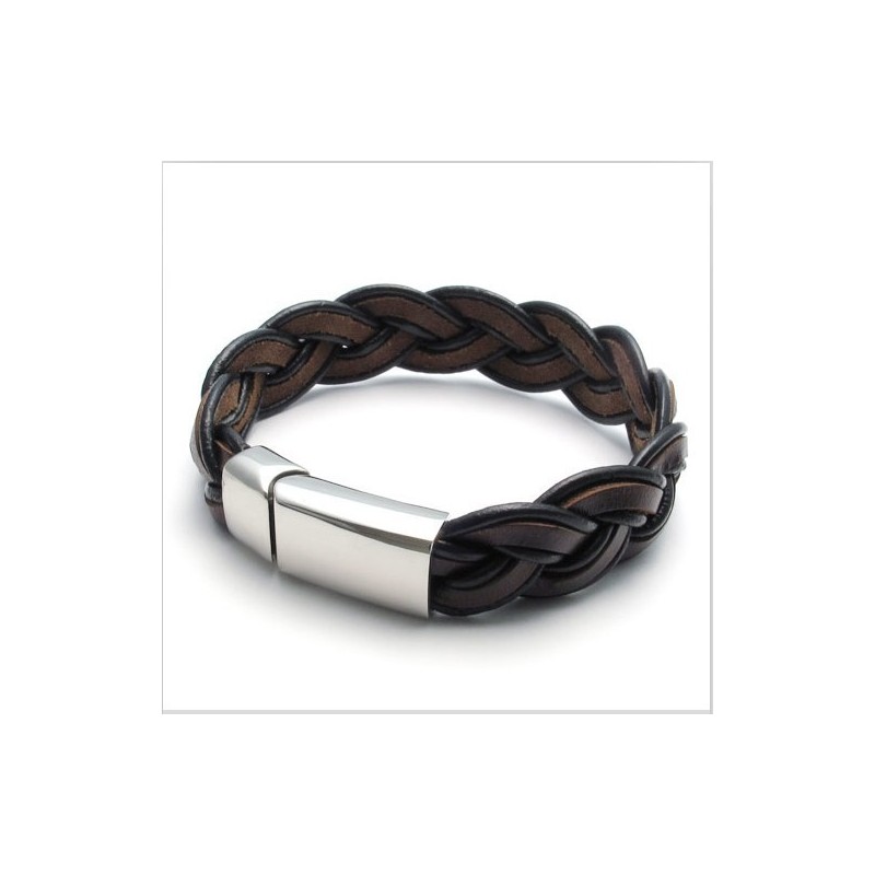 Deft Design Delicate Colors Stable Quality Titanium Leather Bracelet