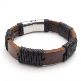Deft Design Beautiful In Colors Reliable Quality Titanium Leather Bangle