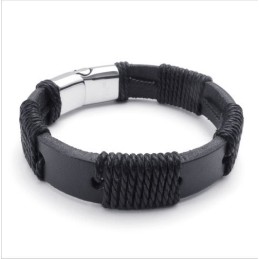 Deft Design Delicate Colors Reliable Quality Titanium Leather Bangle