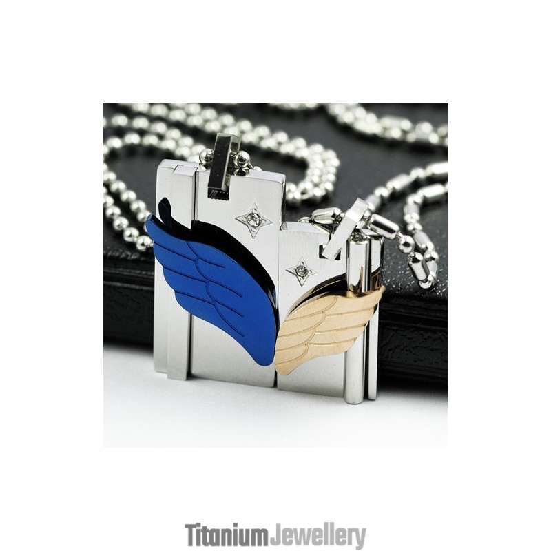 On Wings Of Angels Sweetheart Lovers Titanium Necklace Pendant On Wings Of Angels Sweetheart Lovers Titanium Necklace Pendant