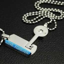 Lock And Key Sweetheart Lovers Titanium Necklace Pendant