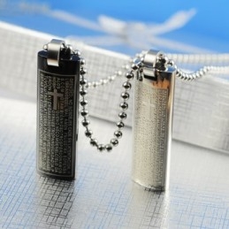 Bible Text Sweetheart Lovers Titanium Necklace Pendant