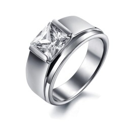 To Enjoy High Reputation At Home And Abroad Female Titanium Ring With Rhinestone