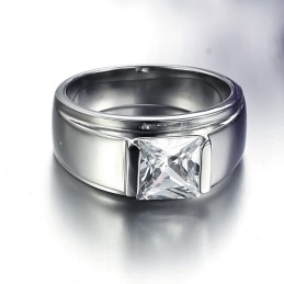 To Enjoy High Reputation At Home And Abroad Female Titanium Ring With Rhinestone