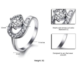 High Quality Female Titanium Ring With Rhinestone