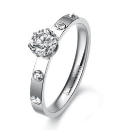 Quality And Quantity Assured Female Titanium Ring With Rhinestone