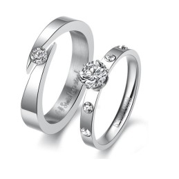 Quality And Quantity Assured Female Titanium Ring With Rhinestone