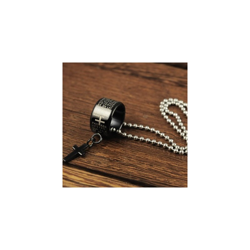 Fashion Gift Ring And Cross Black Titanium Necklace Pendant Fashion Gift Ring And Cross Black Titanium Necklace Pendant