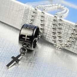Fashion Gift Ring And Cross Black Titanium Necklace Pendant