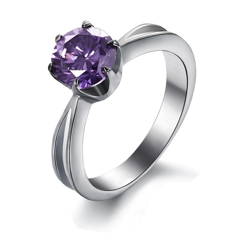 Selling Well All Over The World Female Titanium Ring With Purple Diamond Selling Well All Over The World Female Titanium Ring With Purple Diamond