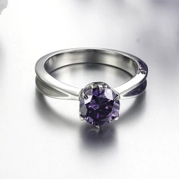 Selling Well All Over The World Female Titanium Ring With Purple Diamond