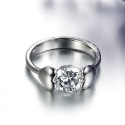 Stable Quality Female Titanium Ring With Rhinestone