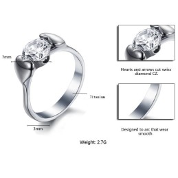 Stable Quality Female Titanium Ring With Rhinestone