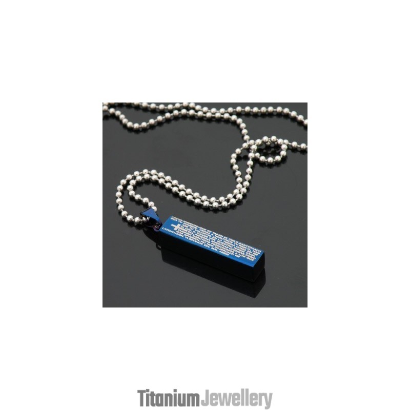 Fashion Cuboid Blue Mens Titanium Necklace Pendant Fashion Cuboid Blue Mens Titanium Necklace Pendant