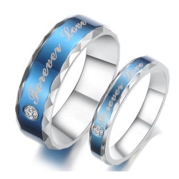 Durable In Use Blue Titanium Ring For Lovers