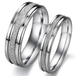 Wide Varieties Pearl Sand Titanium Ring For Lovers