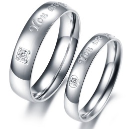 Quality And Quantity Assured Titanium Ring For Lovers With Rhinestone