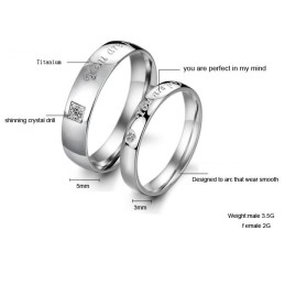 Quality And Quantity Assured Titanium Ring For Lovers With Rhinestone