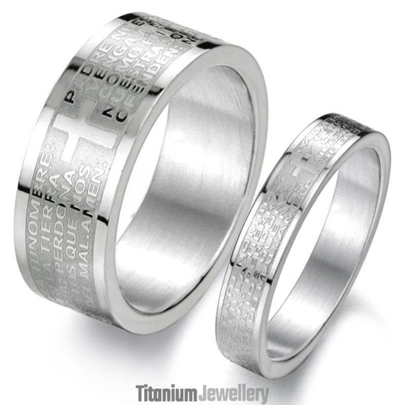 Excellent Quality English Bible Titanium Ring For Lovers Excellent Quality English Bible Titanium Ring For Lovers