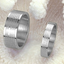 Excellent Quality English Bible Titanium Ring For Lovers