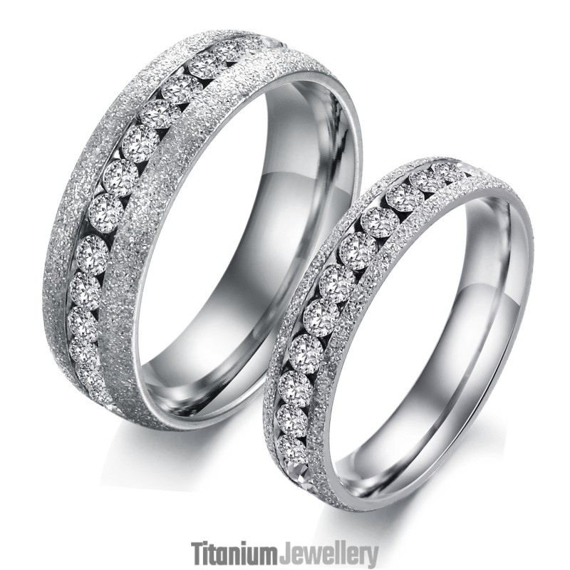 Wide Varieties Pearl Sand Titanium Ring For Lovers