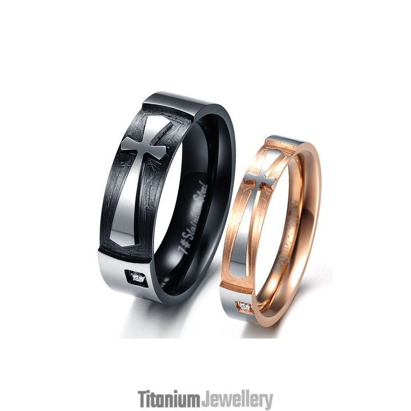 Stable Quality Cross Titanium Ring For Lovers Stable Quality Cross Titanium Ring For Lovers