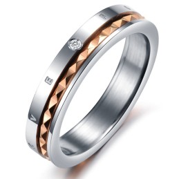 Excellent Quality Endless Love Titanium Ring For Lovers With Rhinestone