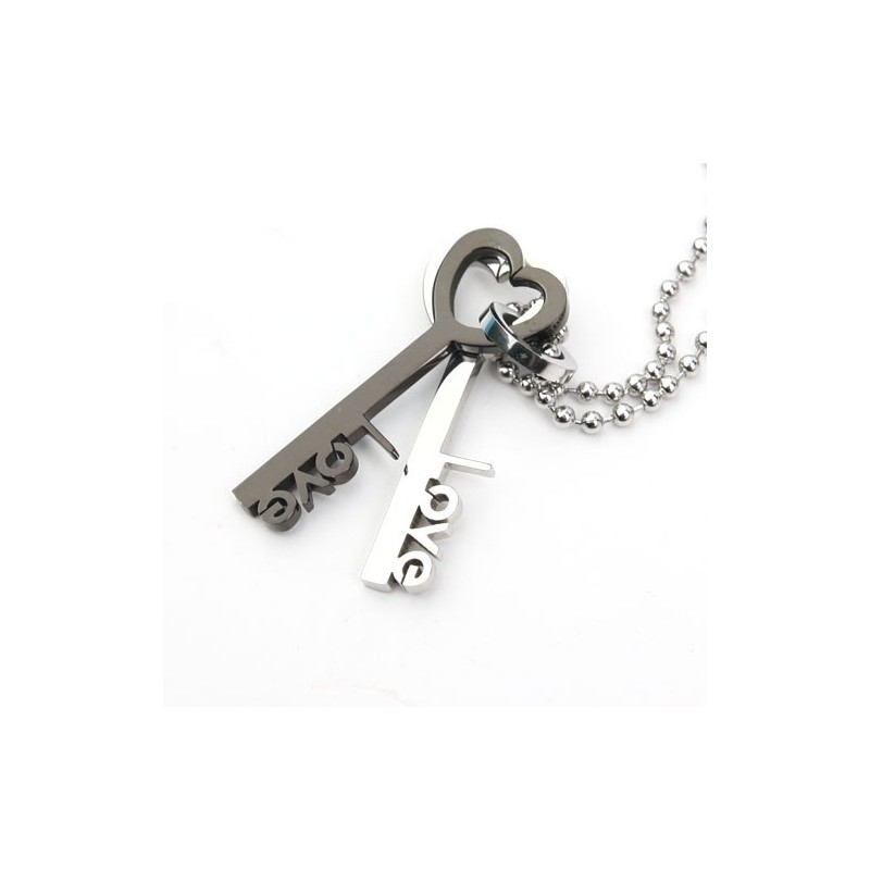 Love Key Sweetheart Lovers Titanium Necklace Pendant Love Key Sweetheart Lovers Titanium Necklace Pendant