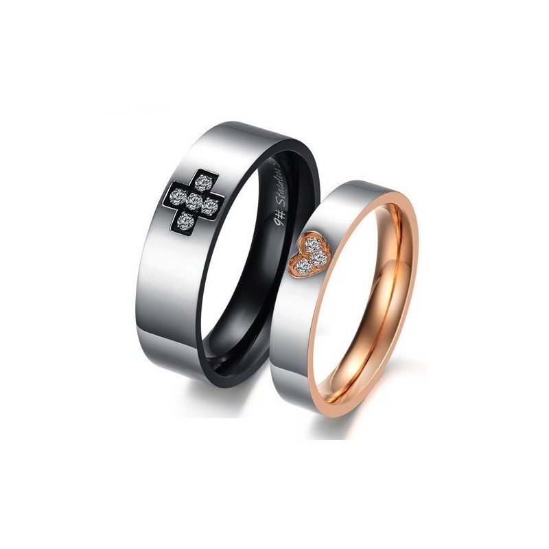 Superior Quality Cross Sweetheart Titanium Ring For Lovers