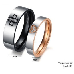 Superior Quality Cross Sweetheart Titanium Ring For Lovers