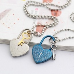 Fashion Bible Love Lock And Key Sweetheart Titanium Necklaces Pendants